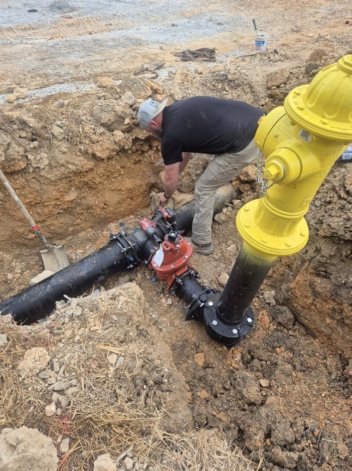 Fire hydrant and water main installation